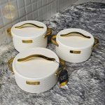 Set of 4 Leatherite Hotpots (1000 ml + 1500 ml + 2500 ml + 3500 ml)