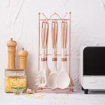 7‑pcs High Quality Silicone Kitchen Utensil Set with Storage Rack (Black Marble & White Marble)