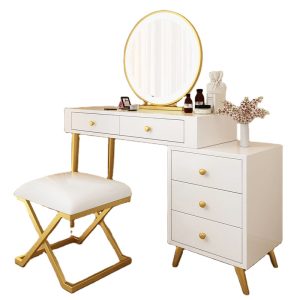Retractable Dressing Table with LED Light