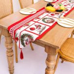 Elegant Christmas Themed Table Runner With Tassels – 180 × 35 cm