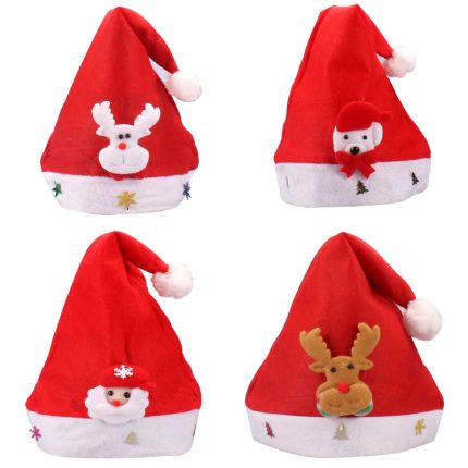 Kids Christmas Hats with Light Velvet Material