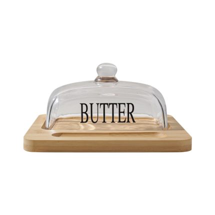 600 ml Glass Butter Dish with Bamboo Tray