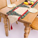 Elegant Christmas Themed Table Runner With Tassels – 180 × 35 cm