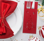 Xmas Cutlery Bag Tableware Fork Knife Storage Organizer Dinnerware Cover