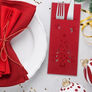 Xmas Cutlery Bag Tableware Fork Knife Storage Organizer Dinnerware Cover