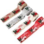 5M Christmas Themed Ribbon – Festive Wired Holiday Ribbon