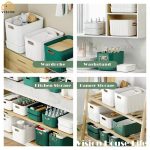 Luxury Storage Basket with Lid – Green & White PP Organizer
