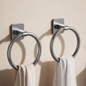 Adhesive Aluminium Bathroom Towel Ring – Wall Mounted