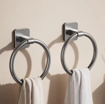 Adhesive Aluminium Bathroom Towel Ring – Wall Mounted