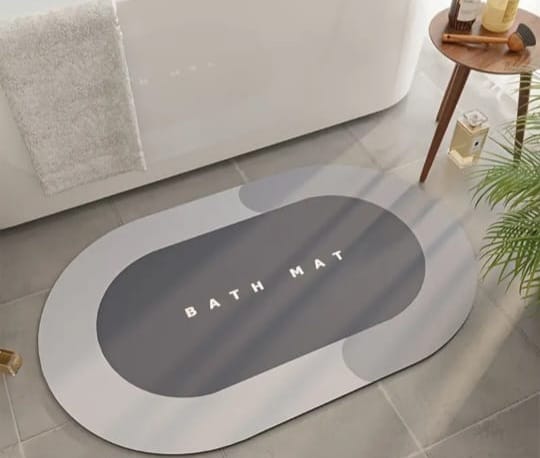 Oval Anti-Slip Absorbent Bathroom Mat 50×80 cm (Rubber Backing)