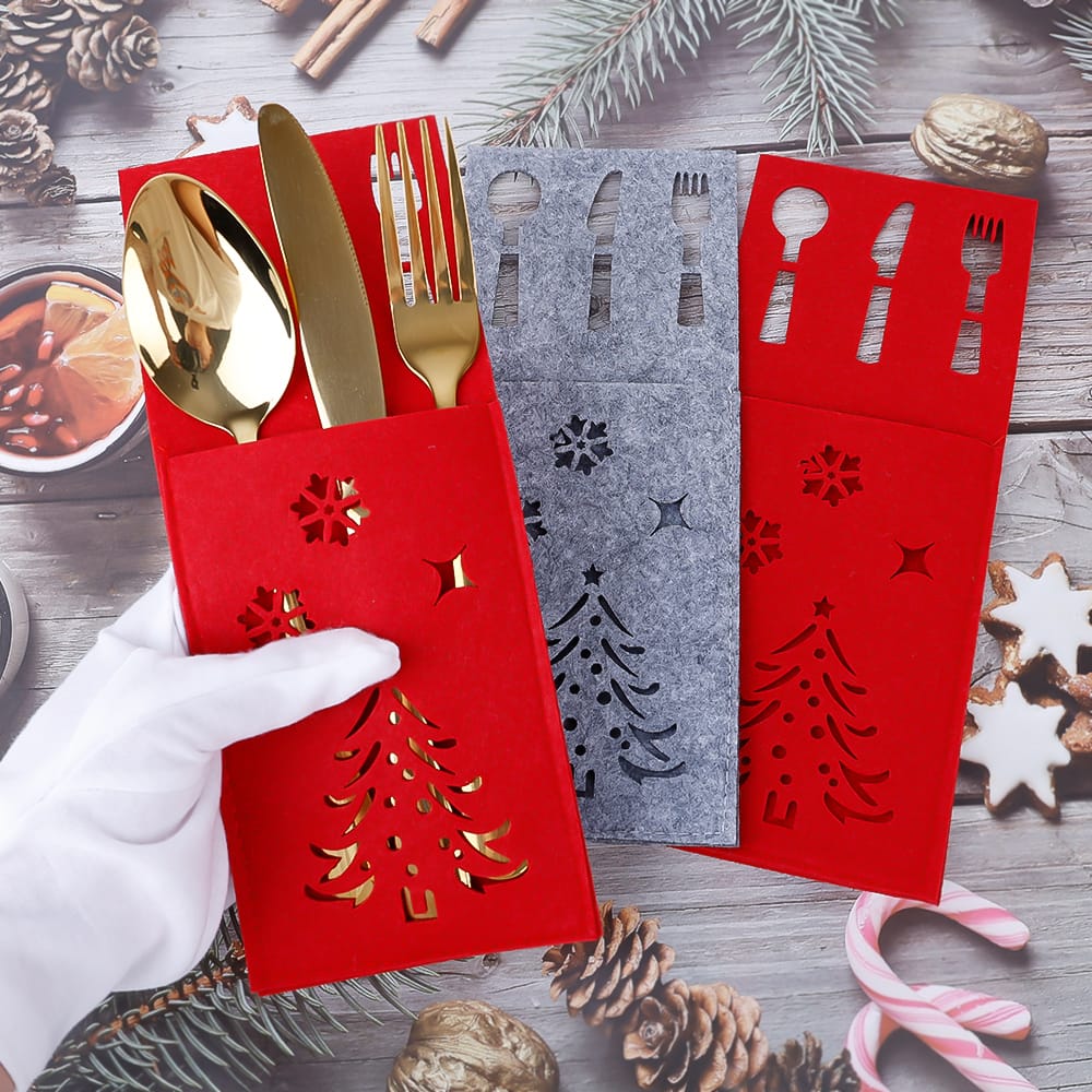 Xmas Cutlery Bag Tableware Fork Knife Storage Organizer Dinnerware Cover Xmas Cutlery Bag Tableware Fork Knife Storage Organizer Dinnerware Cover
