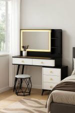 Retractable Dressing Table with LED Light