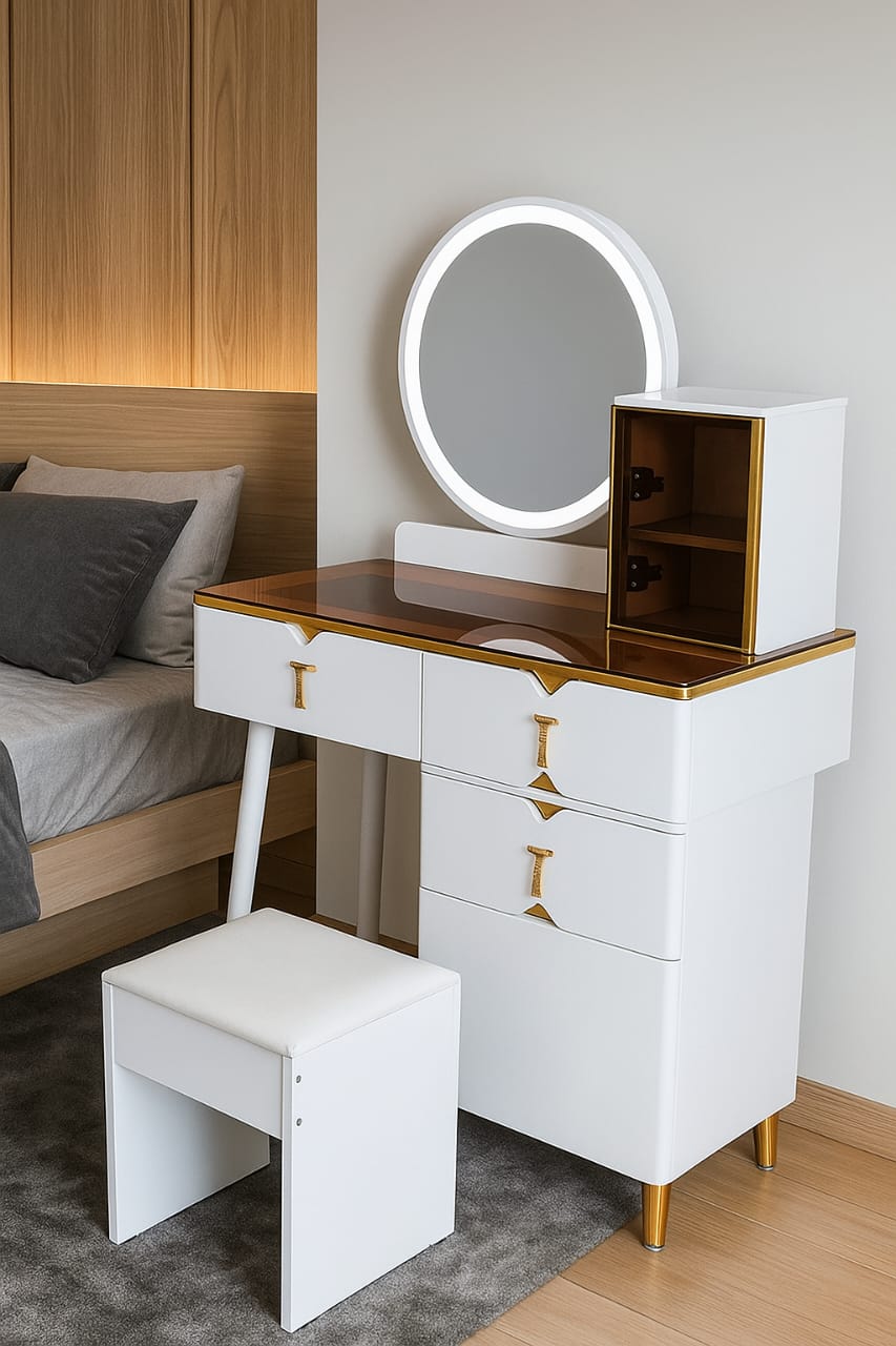 Retractable Dressing Table with LED Light (H135 cm × W80 cm × D40 cm) Retractable Dressing Table with LED Light (H135 cm × W80 cm × D40 cm)