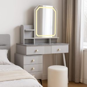 Retractable Dressing Table with LED Light (H 140 cm × W 80 cm × D 40 cm)