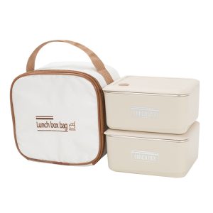 3 In 1 Lunch Insulated Set – 2 Lunch Boxes + 1 Lunch Bag (Microwave Safe, 700 ml Each)