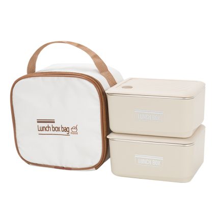 3 In 1 Lunch Insulated Set – 2 Lunch Boxes + 1 Lunch Bag (Microwave Safe, 700 ml Each)