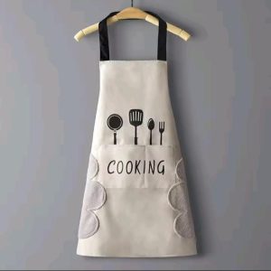 Oil-Proof Hand-Wiping Kitchen Cooking Apron (Adult Unisex, Green / Brown / White)