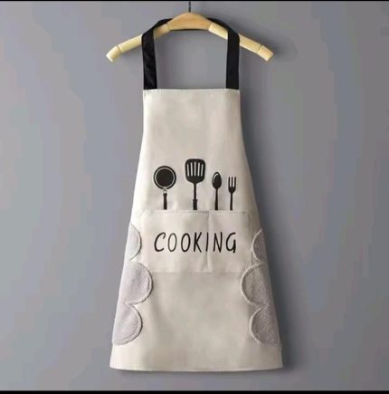 Oil-Proof Hand-Wiping Kitchen Cooking Apron (Adult Unisex, Green / Brown / White)