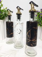 320 ml Marble Glass Oil & Vinegar Bottle (White / Black)