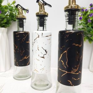 320 ml Marble Glass Oil & Vinegar Bottle (White / Black)