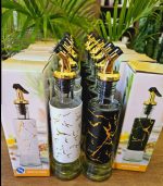 320 ml Marble Glass Oil & Vinegar Bottle (White / Black)