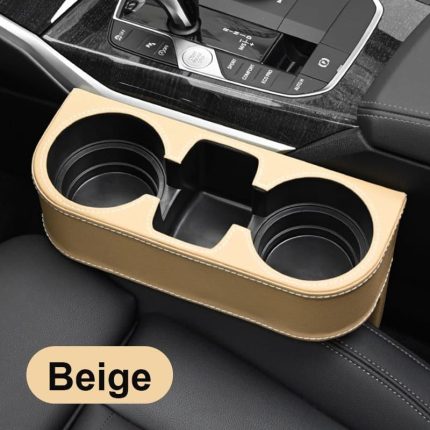 Car Cup Holder with Phone Holder & Double Side Holders – High Quality Leather Cover