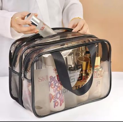 Travel Portable Cosmetic Bag – Waterproof Double Layer Wash Bag & Makeup Organizer