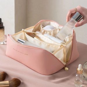 Large Capacity Cosmetic Bag Makeup Organizer – Black / Pink / Brown / Cream