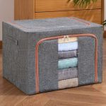 100L Zipped Storage Box / Wardrobe Organiser – Grey, Navy Blue & Beige