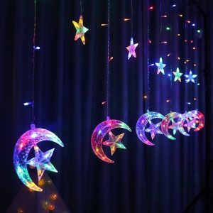 Christmas Santa Fairy Window Led Lights – 10 m Multi-Colour Curtain Lights with Santa Decors