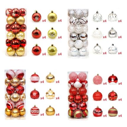 Multicoloured 24 pcs Christmas Balls Decor Set – 6cm