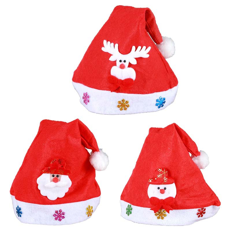 Kids Christmas Hats with Light Velvet Material Kids Christmas Hats with Light Velvet Material