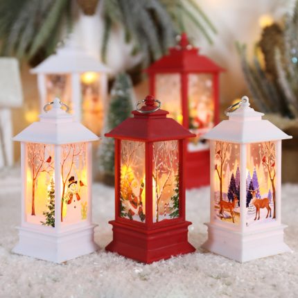 Santa Claus & Snowman Lantern Light – Vintage LED Night Lamp Warm White Battery Powered