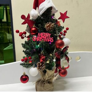 45 cm High Table‑Top Potted Christmas Tree with Inbuilt Lights & Decorations