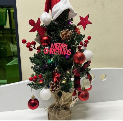 45 cm High Table‑Top Potted Christmas Tree with Inbuilt Lights & Decorations