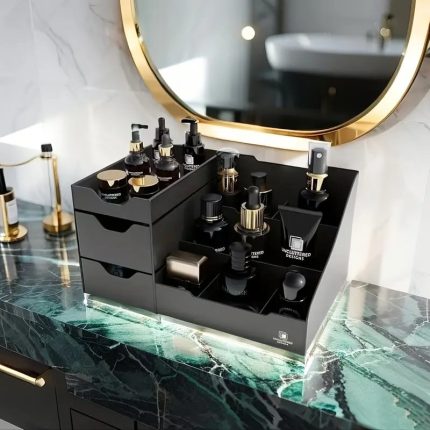 Desktop Cosmetic Cologne Organizer – Acrylic Vanity Storage Box