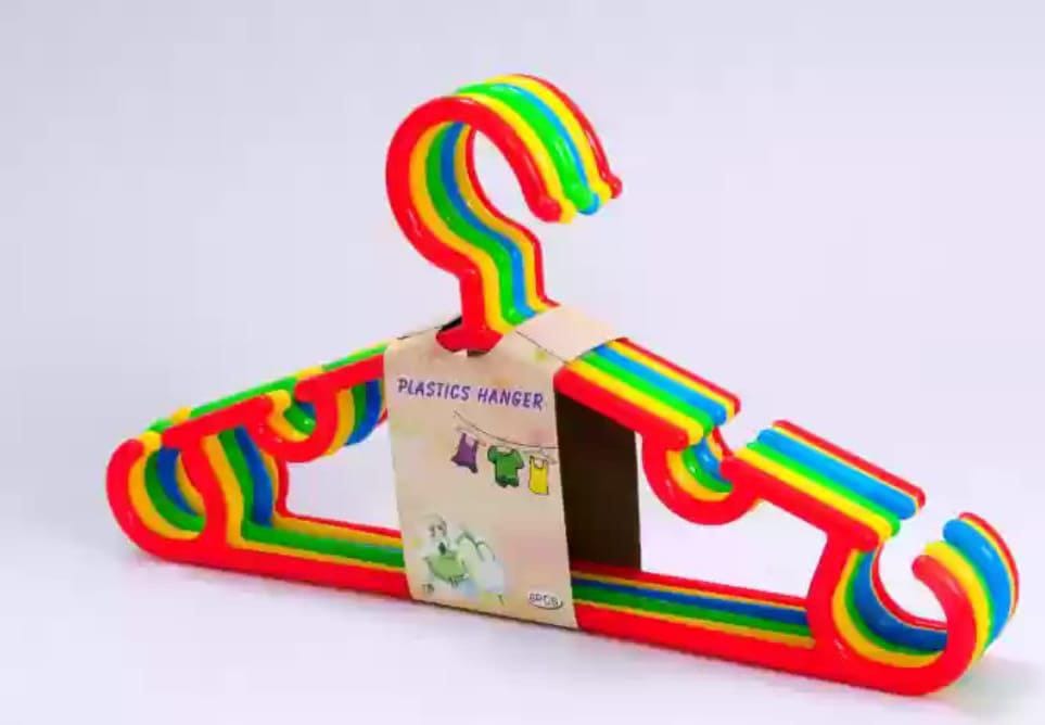 5pcs Kids Multipurpose Hangers – Strong Durable Plastic (Mixed Colours)