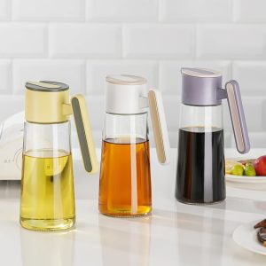 Glass Oil Dispenser – 620 ml Auto-Flip (Glass & Hard Plastic)