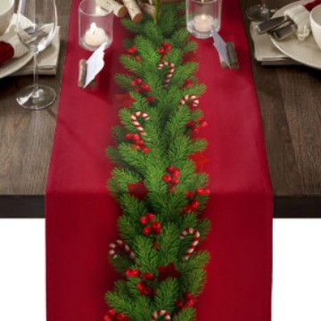 Christmas Themed Table Runner 33×233 cm – Elegant Long Festive Linen