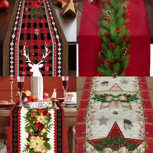 Christmas Themed Table Runner 33×233 cm – Elegant Long Festive Linen