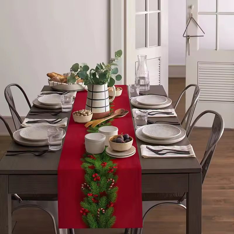 Christmas Themed Table Runner 33×233 cm – Elegant Long Festive Linen