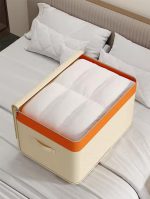 Canvas Quilt Clothing Storage Organizer (Beige, Foldable, 63 × 43 × 35 cm)