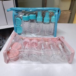 10‑Piece Refillable Travel Lotion Bottle Kit (Blue & Pink)