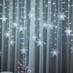 4 M LED Christmas Curtain Light Garland – White Snowflake String Lights