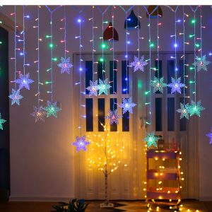 4 M LED Christmas Curtain Light Garland – White Snowflake String Lights