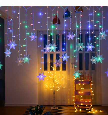 4 M LED Christmas Curtain Light Garland – White Snowflake String Lights