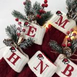 Knit Monogram Christmas Socks & Red Snowflake Tree Pendant Gift Set