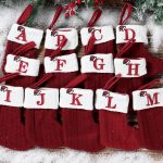 Knit Monogram Christmas Socks & Red Snowflake Tree Pendant Gift Set