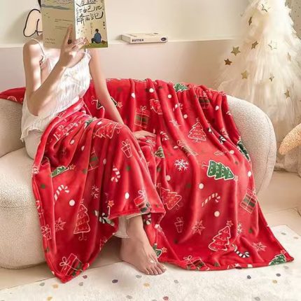 Christmas Fleece Throw Blanket – Soft Flannel 100 × 180 cm