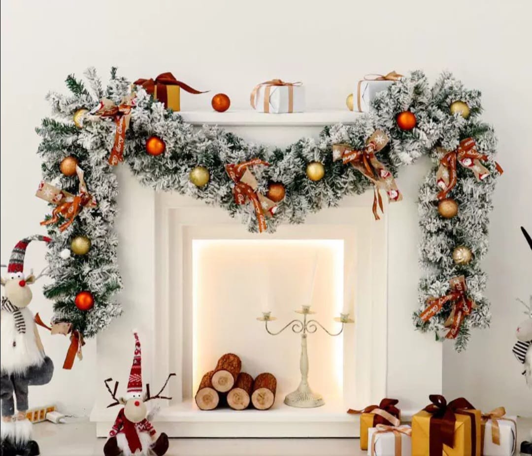 LED Christmas Garland with Ball Ornaments, Candy Canes & Eucalyptus (Battery Operated) LED Christmas Garland with Ball Ornaments, Candy Canes & Eucalyptus (Battery Operated)
